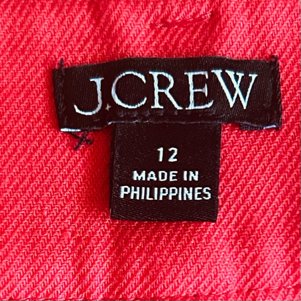 J Crew Coral Red Pintuck Suit Short in Stretch Linen Blend Shorts, Size 12 - Picture 6 of 10
